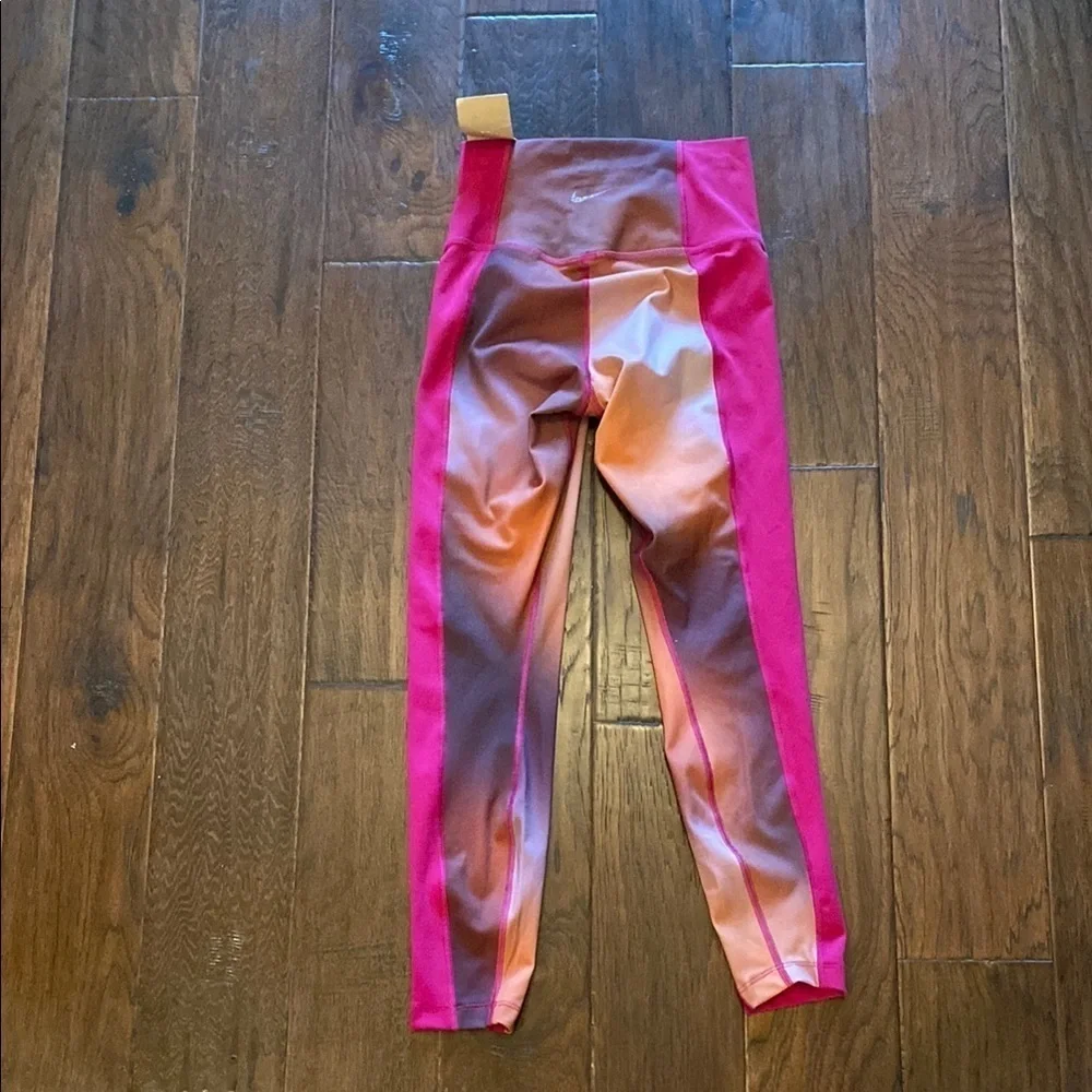 Nike Yoga Dri-Fit Vibrant Pink and Orange Performance Leggings Size S